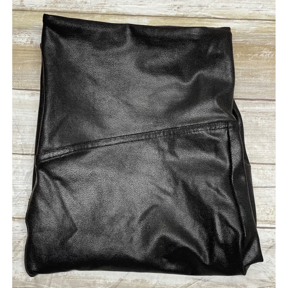 SPANX Faux Leather Leggings Women‎ 1X High Waist Stretch Black Pants Tights